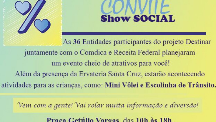 Final de semana para conscientizar sobre doação do Imposto de Renda