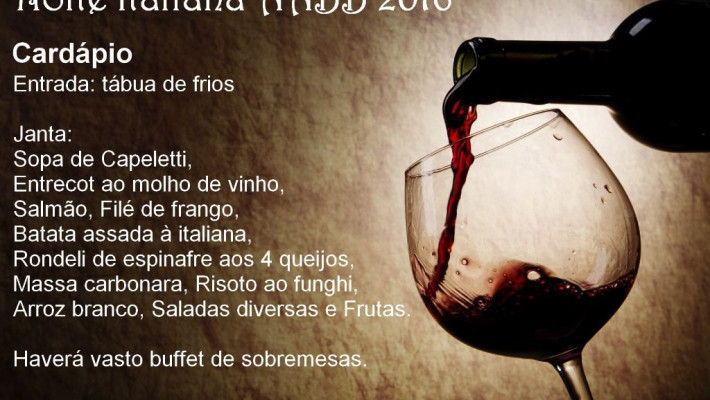 Divulgado cardápio da Noite Italiana 2016