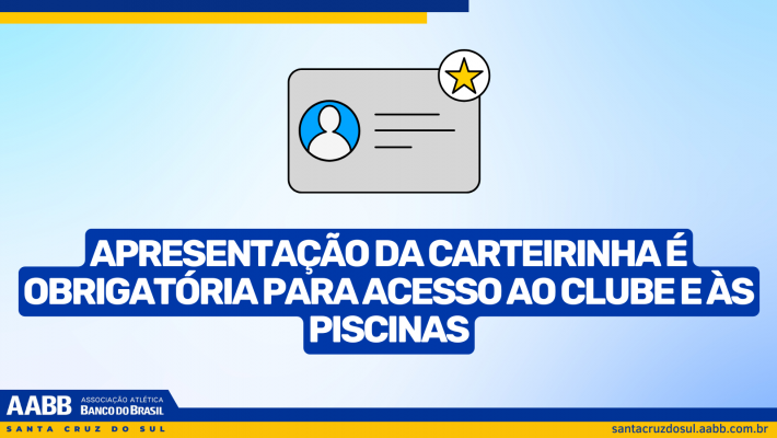 Apresentação da carteirinha é obrigatória para acesso ao clube e às piscinas
