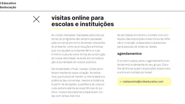 Escolas e instituições do país podem realizar visitas mediadas on-line aos Centros Culturais Banco d