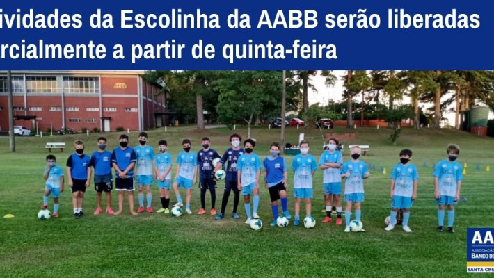 Atividades da Escolinha da AABB serão liberadas parcialmente a partir de quinta-feira