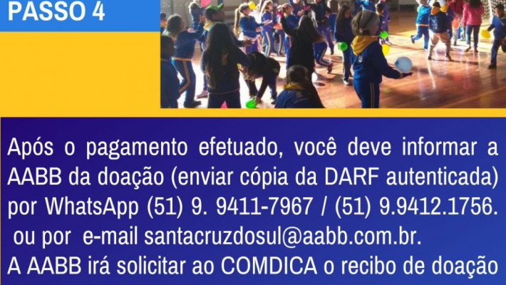 Doe parte do seu IR e ajude crianças e adolescentes de Santa Cruz do Sul
