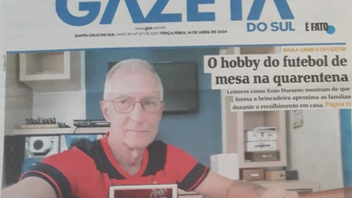 Diretor de Futebol de Mesa da AABB é capa de jornal de cobertura regional