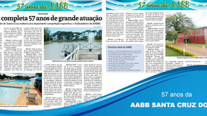 Jornal Riovale publica matéria sobre os 57 anos da AABB