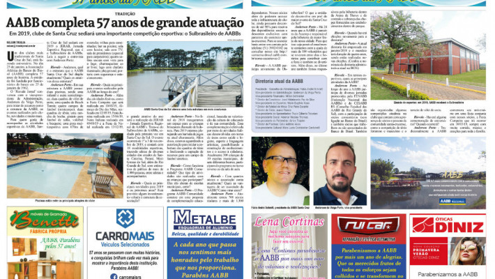 Jornal Riovale publica matéria sobre os 57 anos da AABB