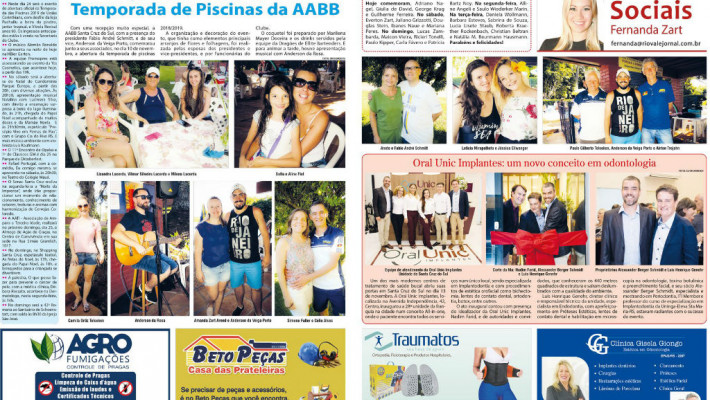 Jornal Riovale publica matéria sobre o Coquetel de Abertura da Temporada de Piscinas