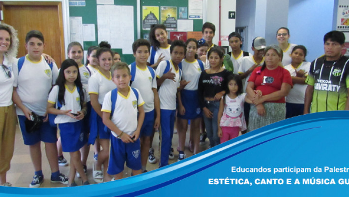 Crianças do Programa AABB Comunidade participam da Palestra Estética, Canto e a Música Guarani