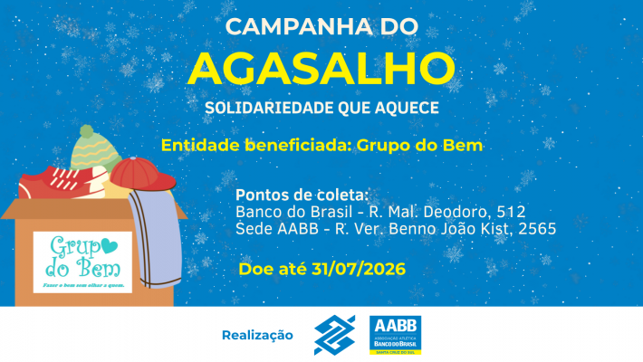 Campanha do Agasalho AABB e Banco do Brasil arrecada doações até 31 de julho